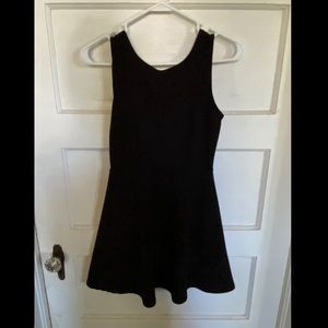 Black Deep V Back Skater Girl Style Dress